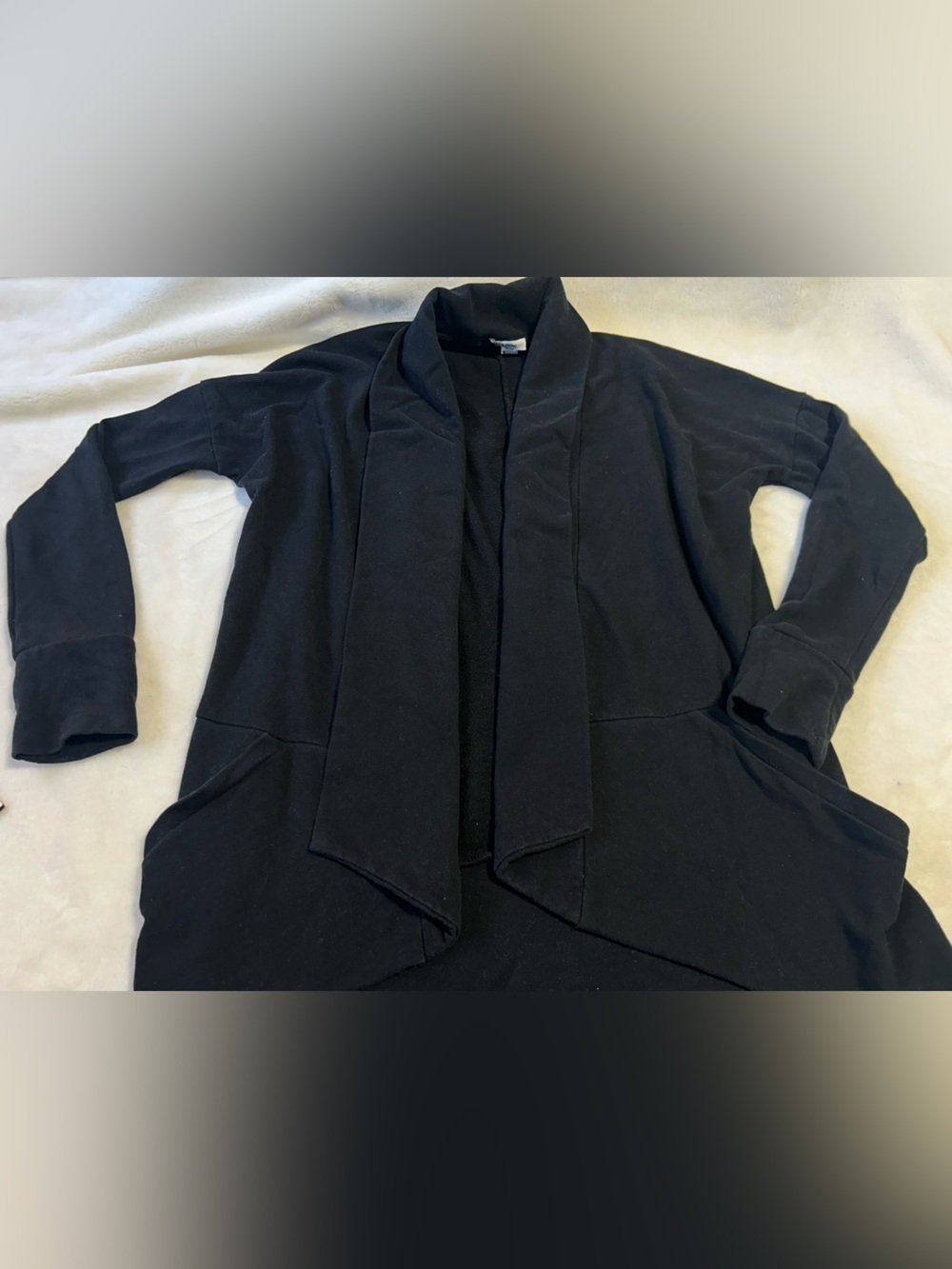 DKR Company Black Open-Front Draped Cardigan